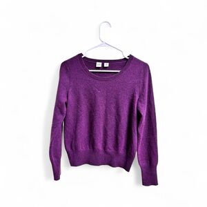 GAP 100% Cashmere Sweater XS Petite Purple Long Sleeve Crewneck